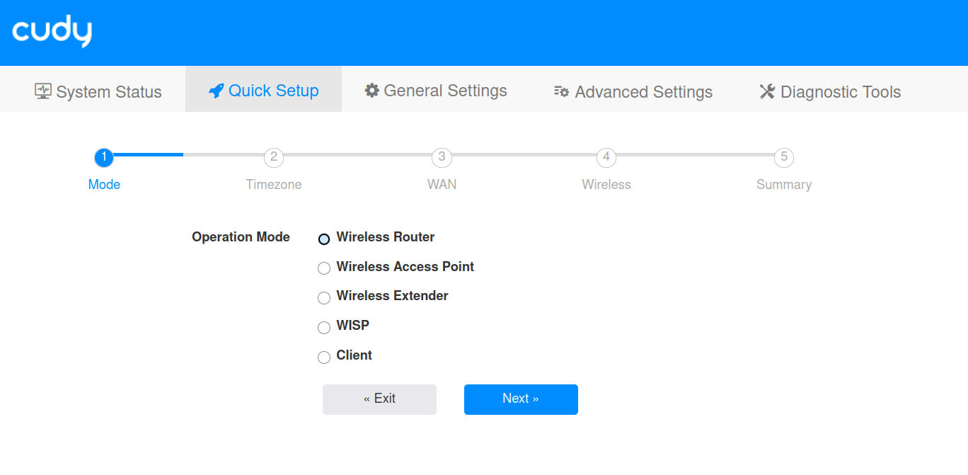 Operation Mode: Wireless Router.